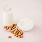 Sources of calcium: Milk, Yoghurt and Almonds