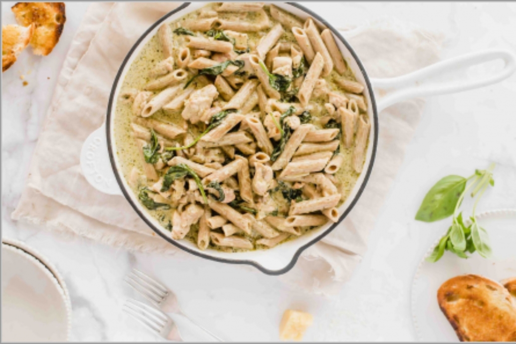 Creamy Chicken Pesto Pasta | Good Little Eaters