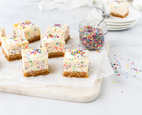 funfetti cheesecake slice